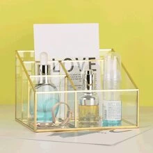 1 件豪华可倾斜透明玻璃化妆品收纳盒、桌面收纳盒、珠宝展示架情人节返校 - 無色 - 查看 5