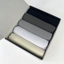 1 盒女士纯色雪纺头巾组合套装，适合日常佩戴、头巾、婚礼礼物（5 件围巾 + 2 件围巾夹）休闲 - 黑色 - 查看 3