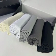 1 盒女士纯色雪纺头巾组合套装，适合日常佩戴、头巾、婚礼礼物（5 件围巾 + 2 件围巾夹）休闲 - 黑色 - 查看 7