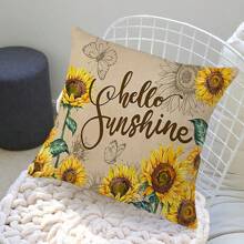 1入太陽花印花坐墊套 & 卡通鄉村風格正方形枕套,有隱藏拉鍊,不含填充物,適用於客廳和臥室裝飾,四季皆宜 - 彩色 - 查看 5