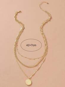 1 pieza collar multicapa con colgante redondo con diseño de tres capas