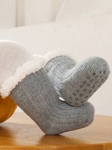1 đôi Trẻ em Dày lên Len Vớ giữa bắp chân - Màu Xám nhạt - Xem 3