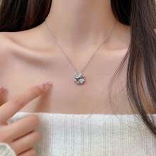 Cỏ bốn lá Dây chuyền Đối với phụ nữ Gấp lại Từ tính Vật rủ xuống Cỏ ba lá May mắn Dây chuyền Cổ điển Thanh lịch Tim Dây chuyền Qủa tặng Đối với phụ nữ Hai cách Của Mặc - Bạc - Xem 4