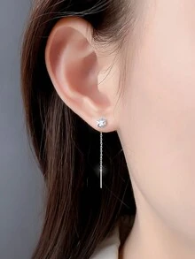 999純銀長款線流蘇耳環適合女士,2023新款高端時尚耳朵首飾類