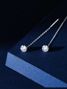 999純銀長款線流蘇耳環適合女士,2023新款高端時尚耳朵首飾類