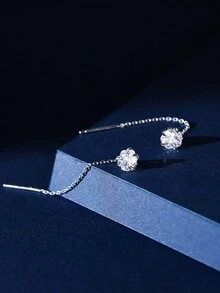 999純銀長款線流蘇耳環適合女士,2023新款高端時尚耳朵首飾類