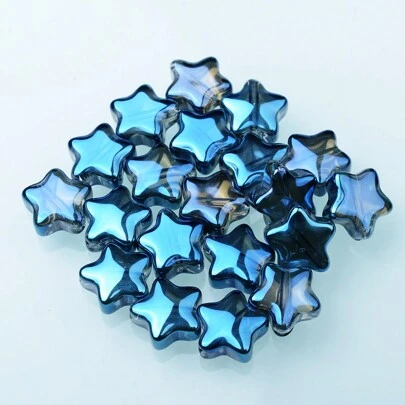 20pcs/pack 0.8cm Crystal Glass Beads In Five-pointed Star Shape, Basic Jewelry Making Accessories