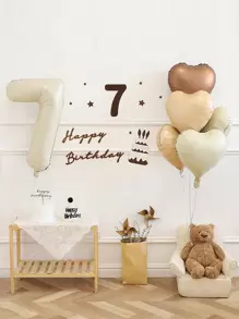 Set di palloncini vintage a forma di cuore e numeri in colore crema per decorazione di feste di compleanno da 1 a 9 anni, 10 pezzi a set - Multicolore - Visualizzare 8