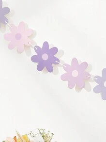 1set/2pcs Purple Gradient Daisy Flower Garland Banner For Birthday Party Scene Decoration - Purple - View 3