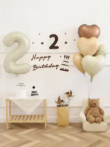 Set di palloncini vintage a forma di cuore e numeri in colore crema per decorazione di feste di compleanno da 1 a 9 anni, 10 pezzi a set - Multicolore - Visualizzare 4