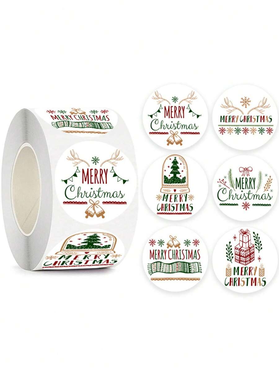 500pcs/roll Christmas Gift Decoration Series Sticker Labels, Self ...