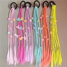 1 Pieza Nueva Y Encantadora Peluca De Trenzas De Boxeadora Para Mujer Con Atractivas Trenzas Multicolores, Estrellas De Mar, Mariposas, Caracoles, Elemento De Cola De Sirena. Adecuado Para Uso Diario, Playa, Viajes Y Fotografía.