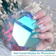 ART LALIC 75mm Glass Crystal Nail Art Display, Transparent Diamond Shape For Hand Model Photo Shooting Tool,Nail Supplies,Nail Tools,Nail Art Tools,Back To School,Nails,Nail Tools For Press On Nails - Clear - View 3