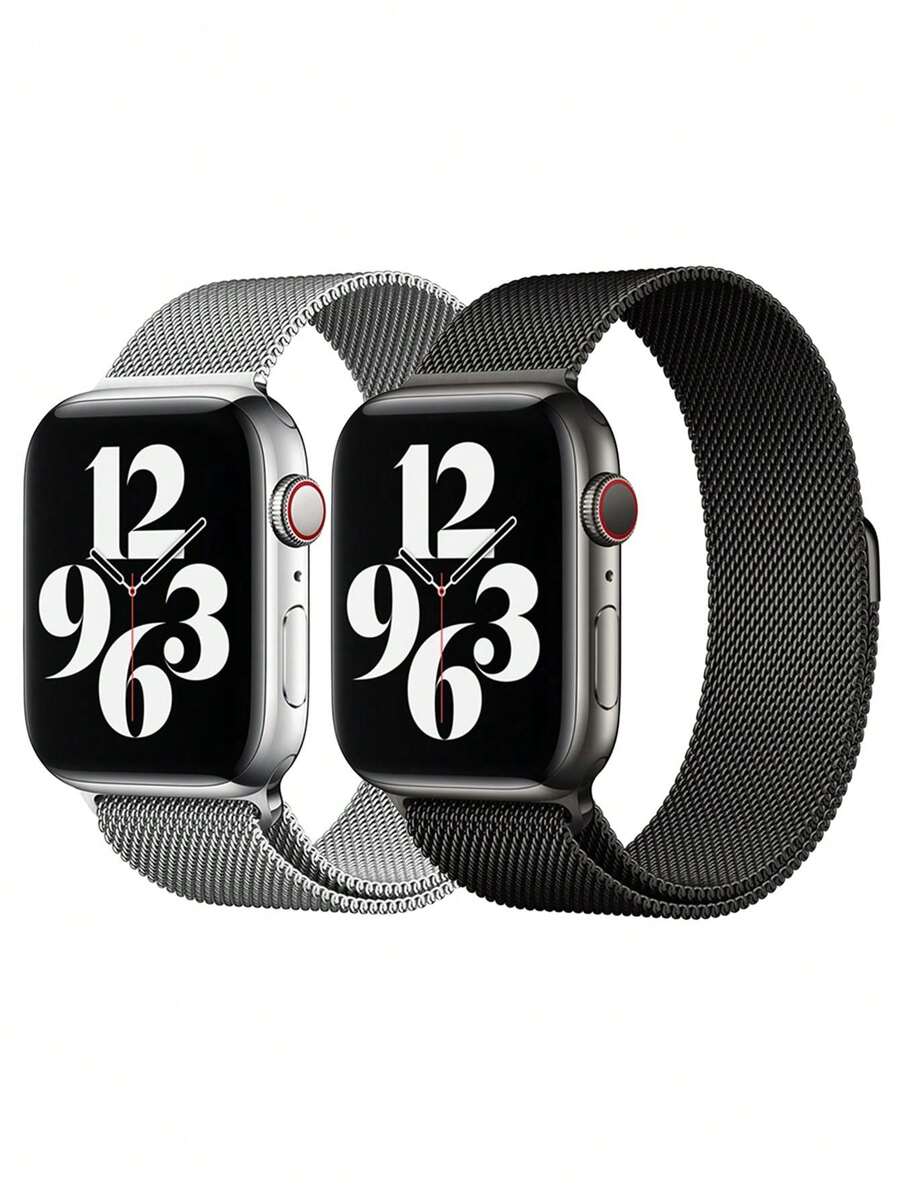 2条米兰尼斯表带，兼容 46mm、42mm、44mm、40mm、45mm、41mm、38mm、Ultra 2、49mm，奢华磁吸式不锈钢网状表带，兼容Series 11、10、9、8、7、6、SE、5、4、3、2、1