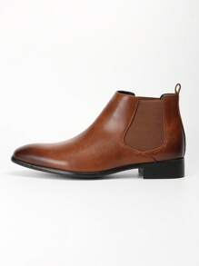 Business Brown Boots For Men, Ombre Pattern Slip On Chelsea Boots - Brown - View 4