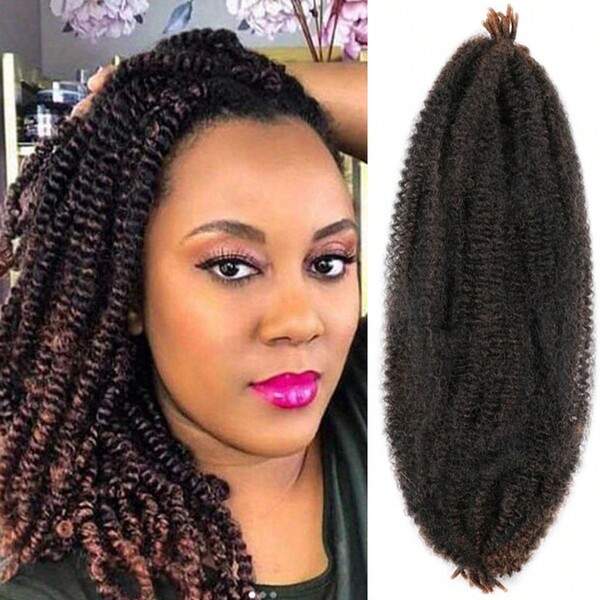 1pc 16inch 40g Fuzzy Caterpillar Crochet Kinky Marley Braiding Hair With Springy Afrotwist Look For Full Volume Braids