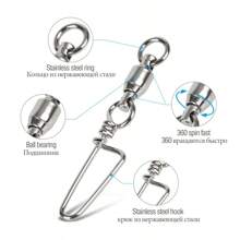 10PCS Fishing Ring 26Lb-500Lb Silver High Strength Ball Bearing Swivels Jig Solid Welded Rings Snaps Swivels Bearing Connector Fishing Tackle