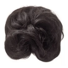 Aplique coque, cabelo sintético - Castanho - Visão 1