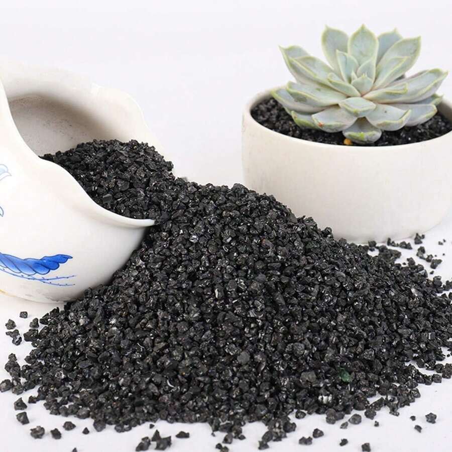 黑色熔岩卵石花瓶裝飾石料，製花、家居裝飾、裝飾彩色碎石、專門為淡水水族箱設計的特殊黑色水族石 - 黑金沙 - 查看 1