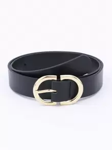 1入組女士們時尚PU皮腰帶帶雙D扣飾和多色裝飾,適用於日常穿著 - 黑色 - 查看 1