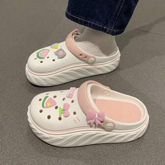 Women Anti-slip Watermelon & Cherry Decor Multi-way Wear Clogs, Fashion Summer EVA Vented Clogs