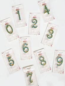 Blue Stripe & Glitter 0-9 Number Birthday Party Cake Candle