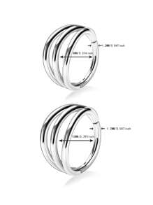 316l手術用鋼螺旋設計細節的分節耳環,適用於軟骨,耳緣,鼻子,隔膜,配有螺絲和三層鼻環,體現個人風格的首飾 - 銀色 - 查看 2