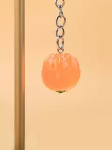 1pc Unisex Multicolor Resin Orange Fruit Design Keychain For Everyday Use, Bag Decoration - Multicolor - View 3