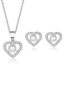 Fashionable Heart-shaped Jewelry Set - White - View 7