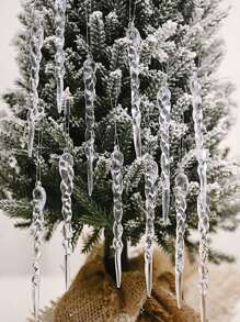 10入組聖誕裝飾懸掛裝飾品透明丙烯酸冰柱子 - 透明 - 查看 3