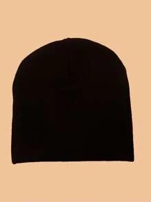 1 件黑色针织帽，带大齿纹街头万圣节帽子秋季服装 - 黑與白 - 查看 3