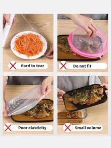 1包100个一次性保鲜膜套装和一次性浴帽套装家用保鲜碗盖PE保鲜膜 - 白色 - 查看 6