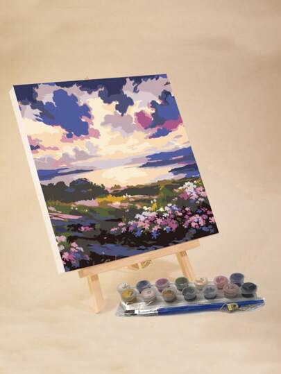 Paint By Numbers For Adults Beginners, 20 Wx20 L/30 Wx30 L Canvas Pictures Drawing Paintwork With 2 Pcs Paintbrushes,Acrylic Pigment Flowers And Landscapes