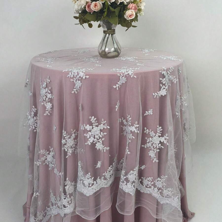 1 件银色蕾丝桌布适用于婚礼和派对装饰最佳礼物派对礼物房间装饰新娘 - 銀色 - 查看 1