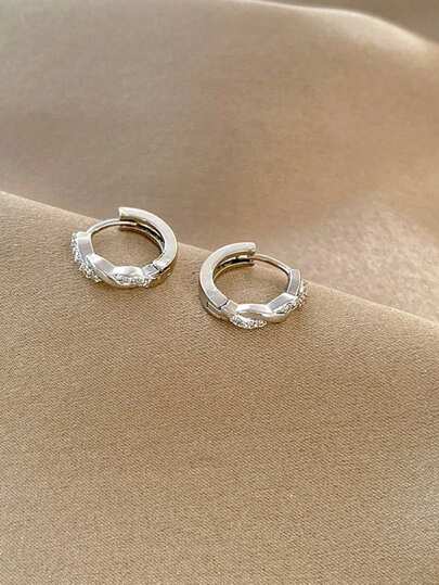 1 对奢华精致微镶嵌编织环状耳环