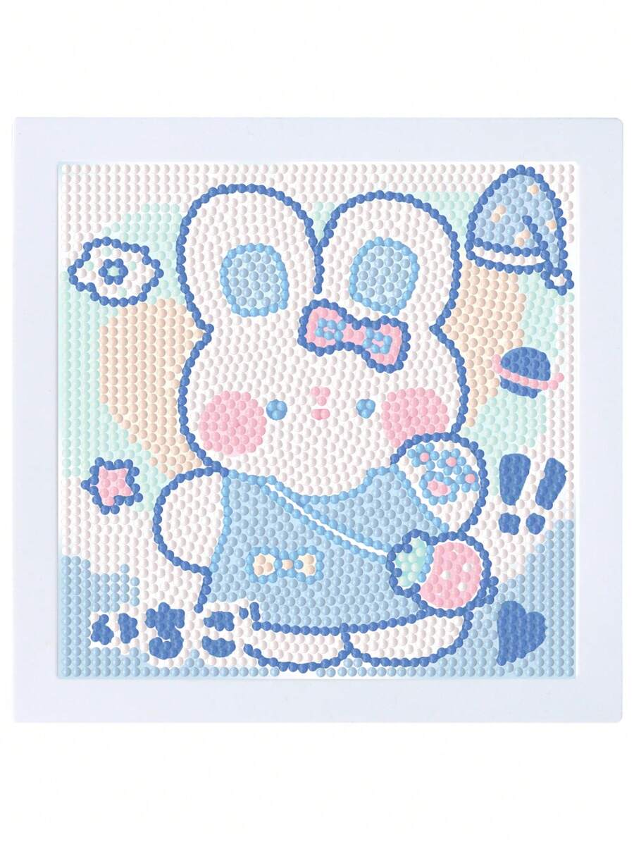 1pc Cute Blue Rabbit Diamond Painting With Frame - Multicolor - View 1