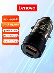 Lenovo USB C Car Charger 38W Car Phone Charger Port Adapter Charger PD20W&QC3.0 Type C Fast Charging Car Charger - Black - View 1