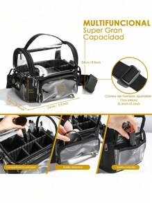 Bolso Cosmetiquero Bolso de Maquillaje PVC Transparente Impermeable de Gran Capacidad - Negro - Ver 4