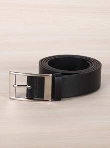 1pc Women's Black Rectangular Buckle Fashionable Plus-Sized Belt, Suitable For Daily Use, With Lengthened Strap Summer, School Fall, Autumn, Halloween - Black - View 4
