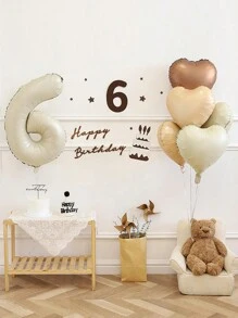 Set di palloncini vintage a forma di cuore e numeri in colore crema per decorazione di feste di compleanno da 1 a 9 anni, 10 pezzi a set - Multicolore - Visualizzare 7