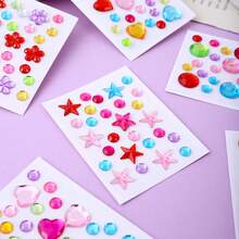 6 Uds Estrellas 3d Y Princesa De Dibujos Animados Y Pegatinas De Piedras Preciosas De Cristal En Forma De Flor Para Las Recompensas De Los Niños En El Jardín De Infantes - Multicolor - Ver 5