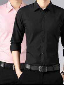 Men Shirts - 藕粉色 - 查看 1