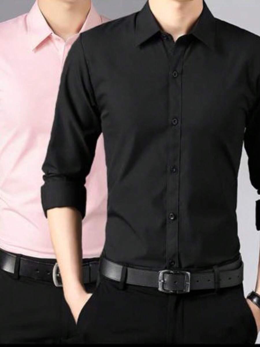 Men Shirts - 藕粉色 - 查看 1