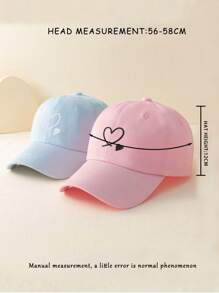 2入組可愛夫婦Y2K風格刺繡雙心設計防曬時尚棒球帽，男女兼用，適用於春季、秋季、情人節禮物、戶外防曬