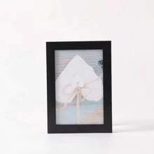 1入現代簡約實木框架底座,可隨機放置5英寸照片,為創意照片牆裝飾 - 黑色 - 查看 1