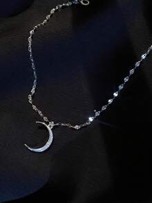 Genuine 925 Sterling Silver Fashionable Dazzling Moon And Star Anklet Women Jewelry Gift - Silver - View 4