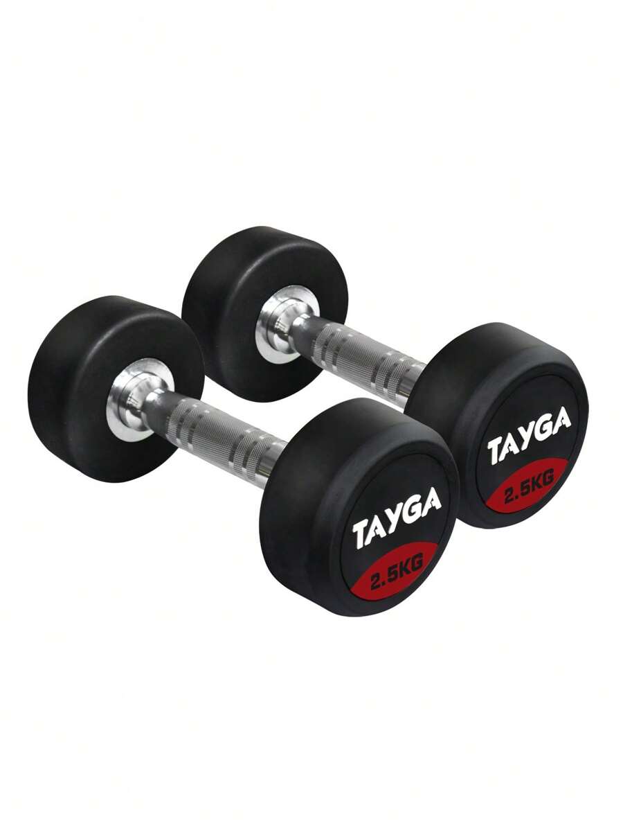 Pair Of Round Dumbbells Of 2 Kg Each, Steel Covered In Rubber, Rough And Home Use TAYGA
