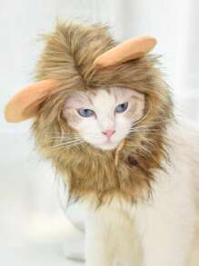 1只萌萌的萬聖節寵物服裝貓頭髮獅子帽子 - 棕色 - 查看 1