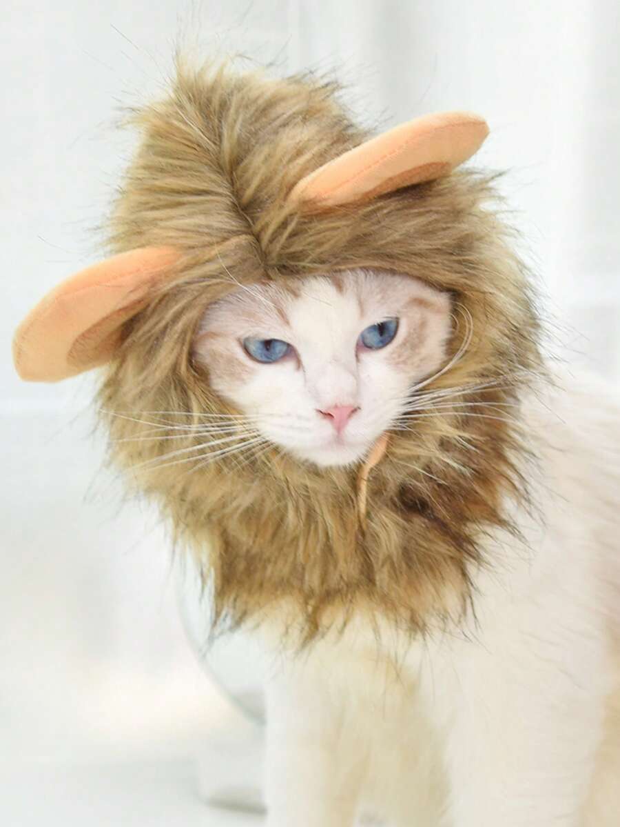 1只萌萌的萬聖節寵物服裝貓頭髮獅子帽子 - 棕色 - 查看 1