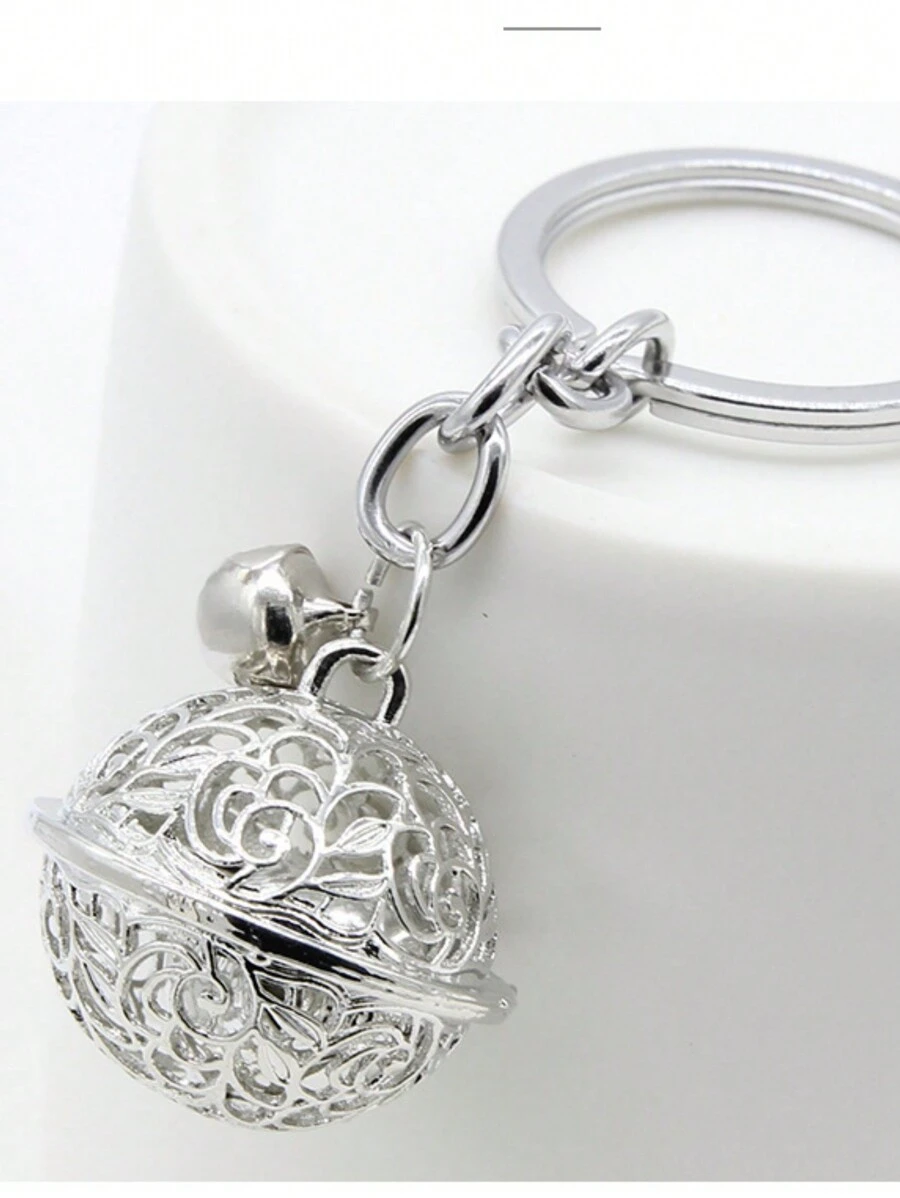 1pc Silver Alloy Bell Shaped Keychain With Hollow Out Design Ideal Valentine'S Day Gift For Girls To Hang On Backpacks Bag Accessories Gift Gift Accessories Decor For Teen Girls Women College Students Rookies & White-Collar Workers Key Chain Charms Car Accessories